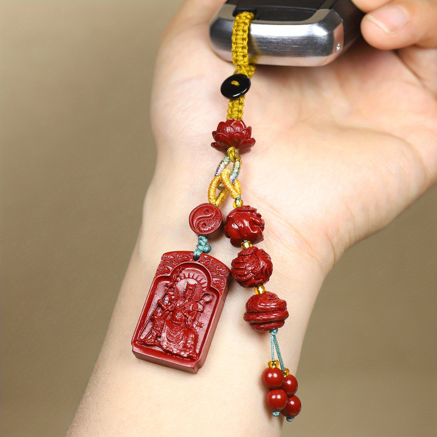 Cinnabar Lotus Zodiac Amulet Keychain